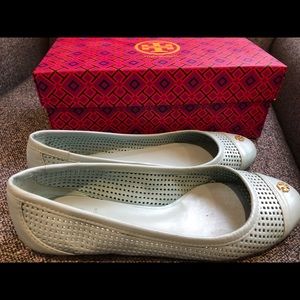 Tory Burch Leather Ballet Flats in Light Blue